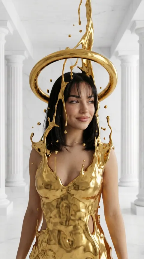 Liquid Gold Goddess Portrait
