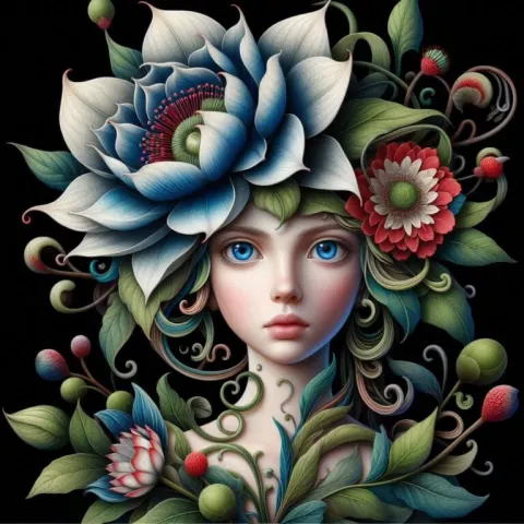 a whimsical iWhimsical Floral Woman Ultra-Realistic