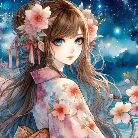 Taiwanese Girl Under Starry Sky