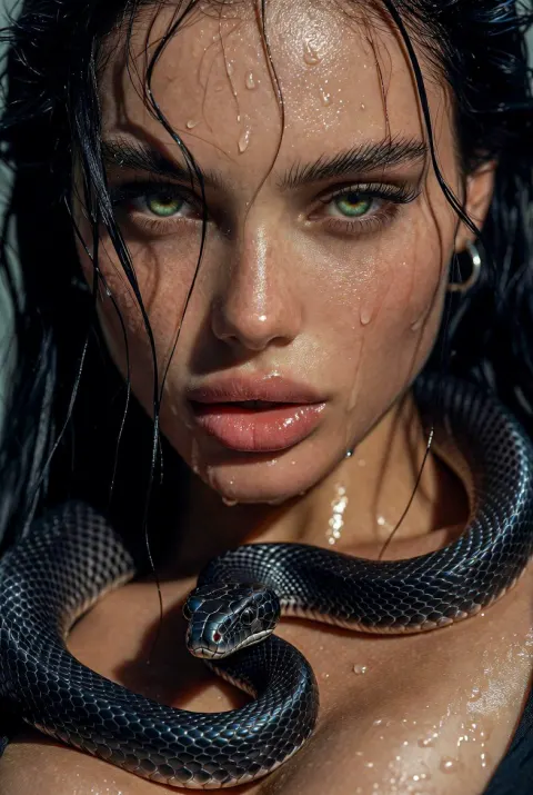 Surreal Snake Beauty Portrait