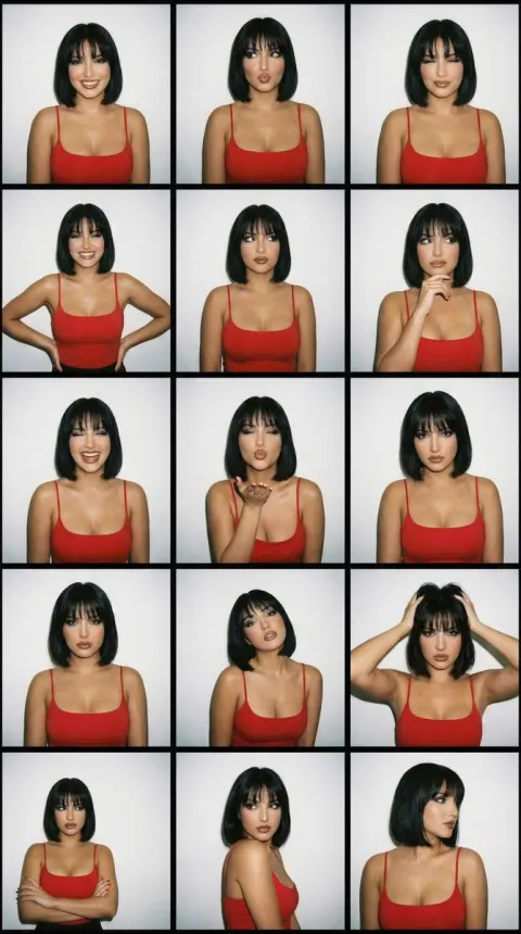 Y2K Red Satin Photo Grid