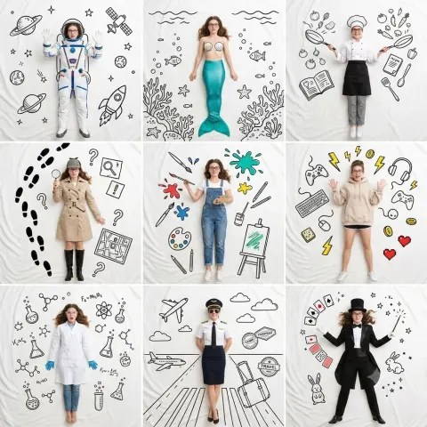 9-Panel Transforming Girl Collage