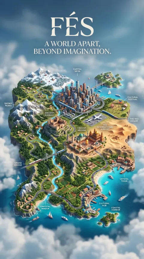 Hyperreal Floating Fes Travel Poster