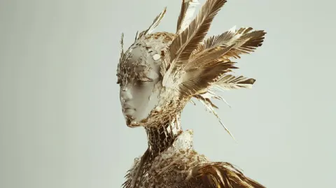 Golden Filigree Female Robot