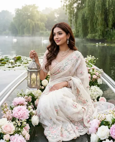 Luxury Floral Glass Boat Portrait