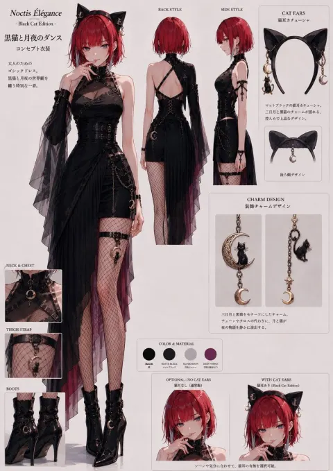 Moonlit Noire Black Cat Gothic Fashion