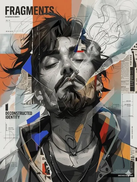 Futuristic Mixed-Media Portrait Collage