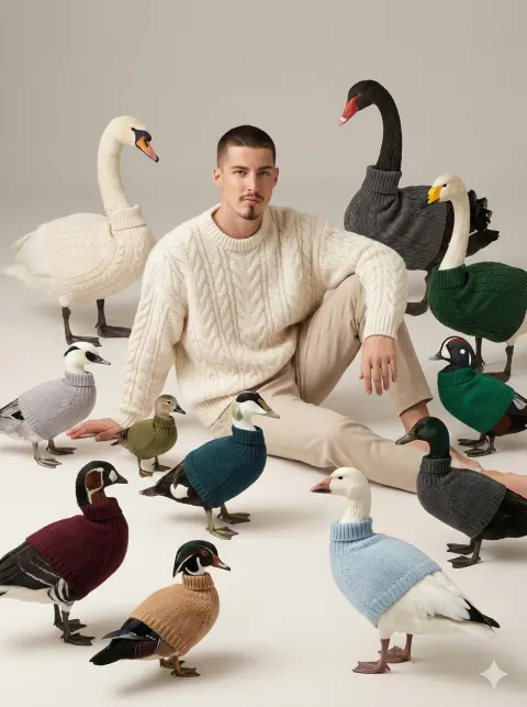 Designer Birds in Cashmere Sweaters