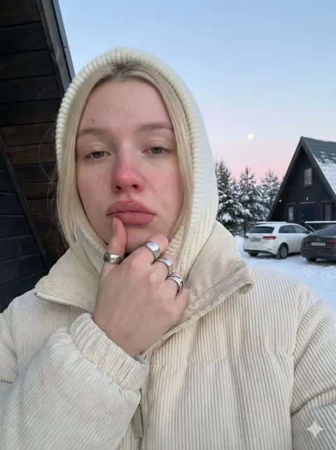 Blonde Winter Selfie Portrait