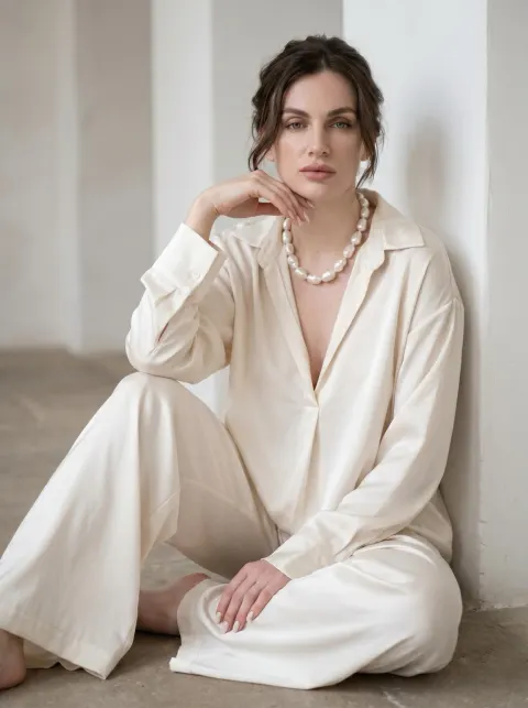 Ivory Satin Minimalist Portrait