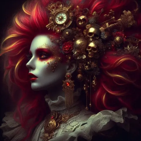 Fantasy Painting Chiaroscuro Steampunk Beauty