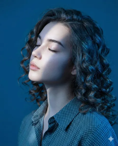 Ethereal Blue Light Editorial Portrait