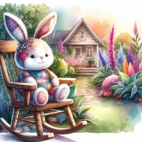Patchwork bunny garden rocking chair