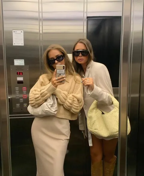 Elevator Mirror Selfie Duo