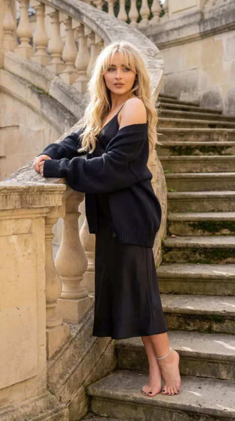 Blonde Beauty on Stone Staircase