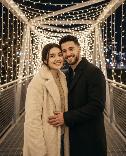 Winter Night Couple Romance
