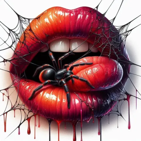 Halloween Lips with Spiders and Webs