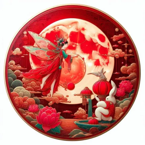 Art Nouveau Fairy and Rabbit Moon