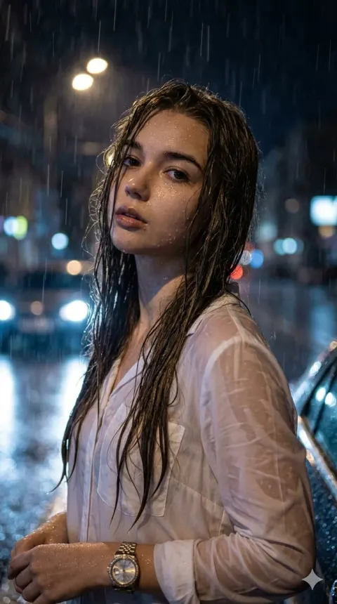 Cinematic Rain Night Portrait
