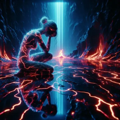Crying Woman with Lava and Phoenix