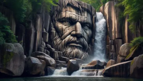 Cascading Rock Waterfall Face