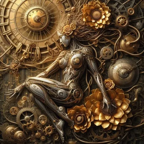 Steampunk Metallic Girl with Gears