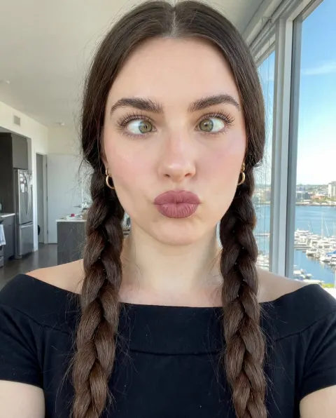Playful Braided Beauty Selfie