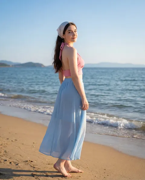Beach Beauty Looking Back