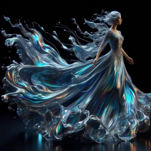 Ethereal Woman Liquid Metal Dress