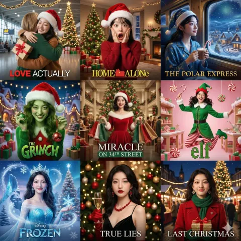 Christmas Movie Character Grid Collage