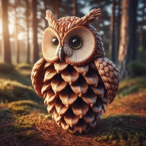 Pinecone Owl Illustration