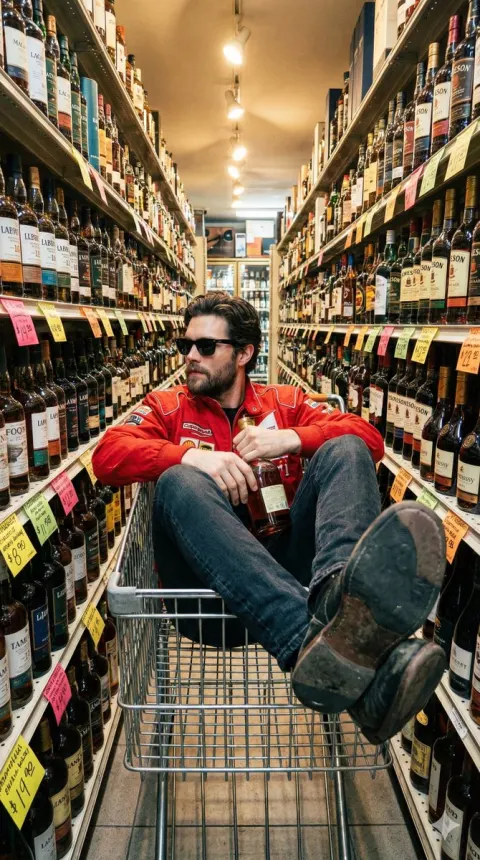 Man Reclining in Shopping Cart