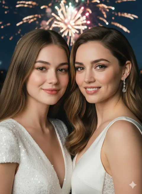 Fireworks Glow New Year Portrait