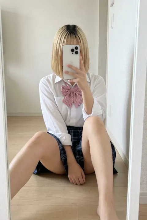 JK School Uniform Mirror Selfie