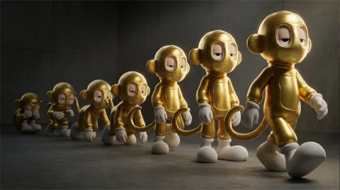 Cinematic 3D Toy Character Evolution Sequence