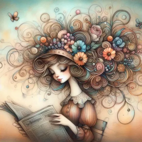 Whimsical Nostalgic Newspaper Reading