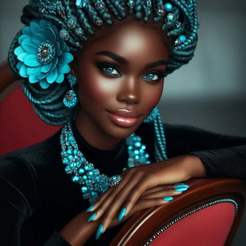 Hyper-Realistic Turquoise Jewelry Portrait