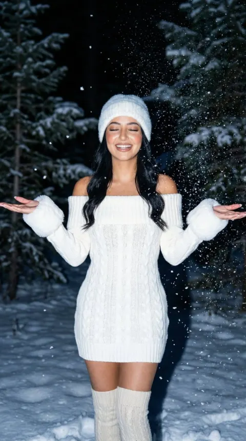 Winter Night Flash Fashion Portrait