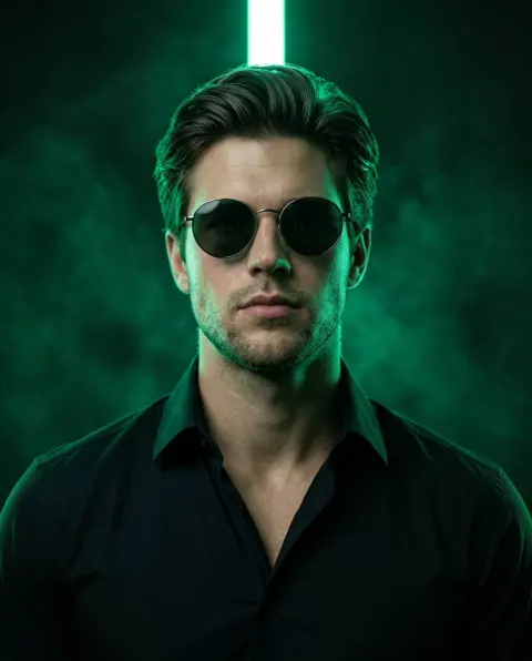 Neon Green Cinematic Portrait