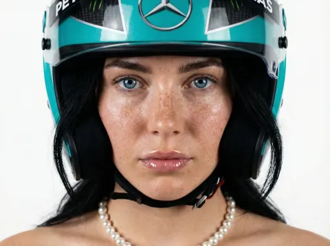 Racing Helmet High Fashion Portrait