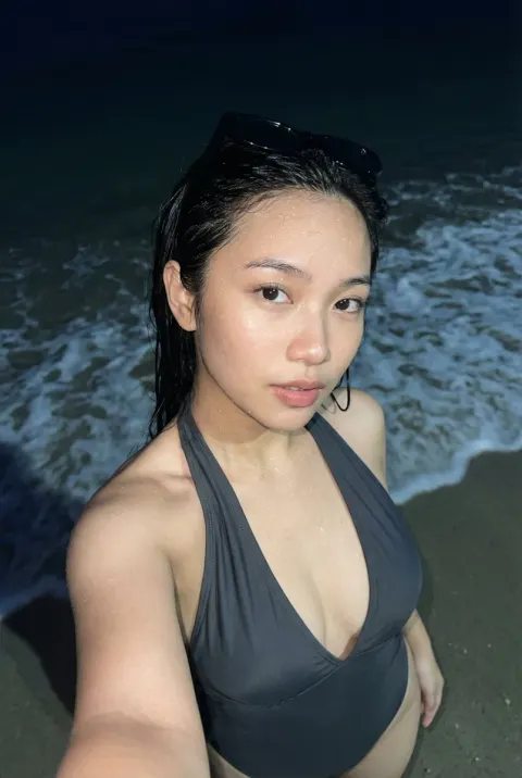 Midnight Beach Wet Hair Selfie Flash