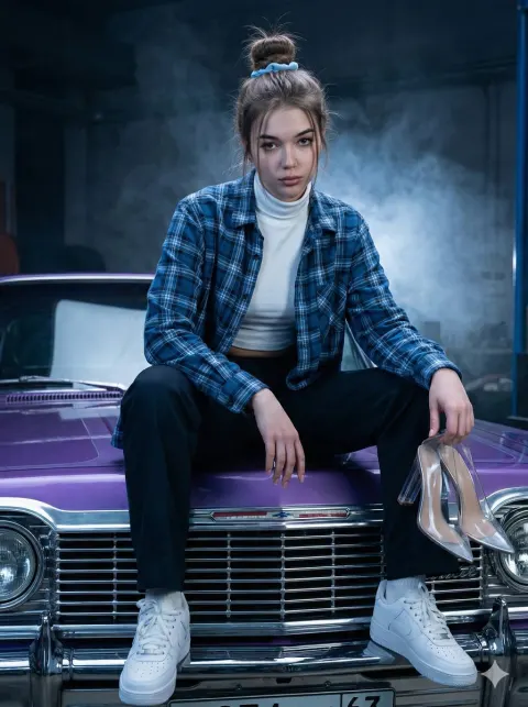 Urban Rebel Cinematic Woman Portrait