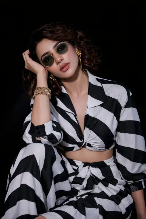 Chic Stripes Fashion Portrait