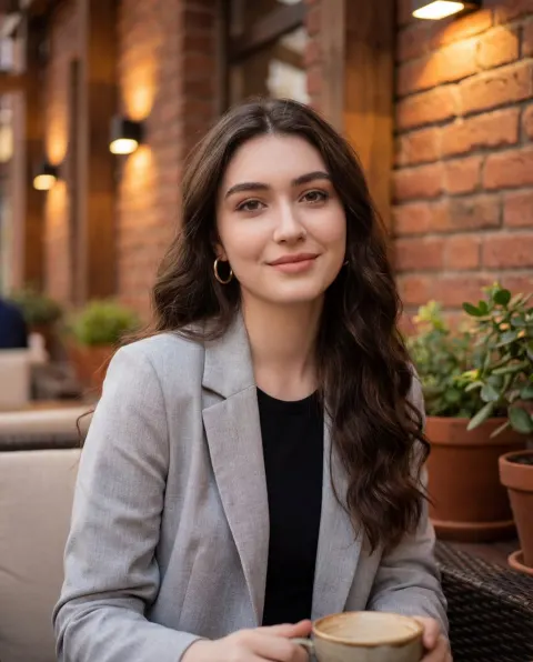 Cozy Outdoor Cafe Portrait