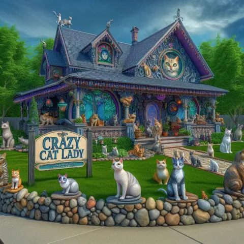 Whimsical Crazy Cat Lady House