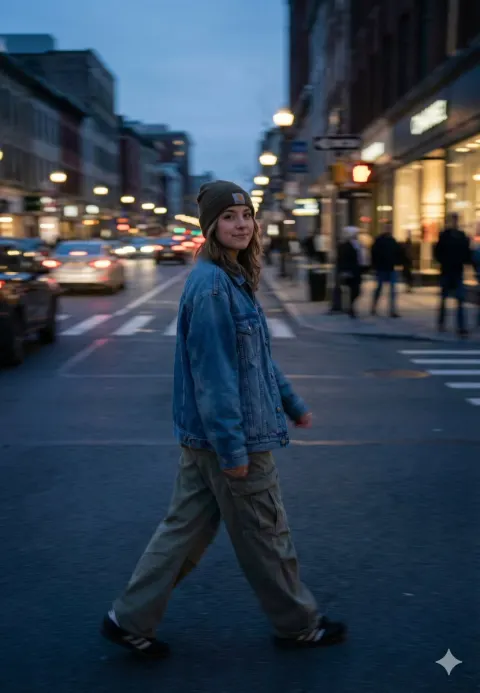 Blue Hour Street Portrait In Motion