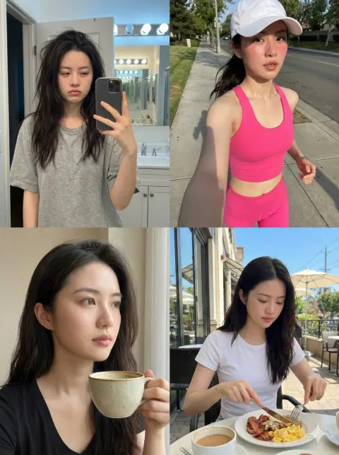 Hyper-Realistic Woman Daily Routine Grid