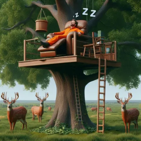 Tree Platform Recliner Deer Scene