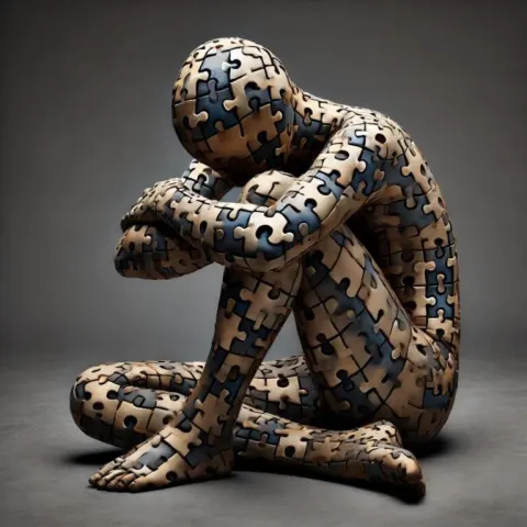 Introspective Puzzle Suit Art Design