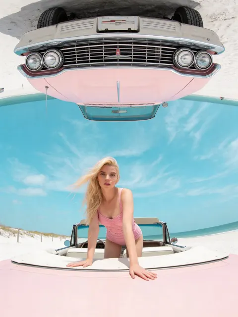 Vintage Pink Car Fashion